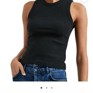 Rails Black Ribbed Fitted Tank Top